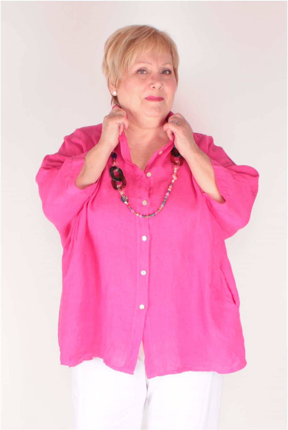 Blouse en Lin Fushia